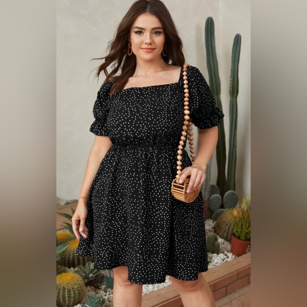Andree by Unit Black Polka Dot Mini Dress.  Sz S